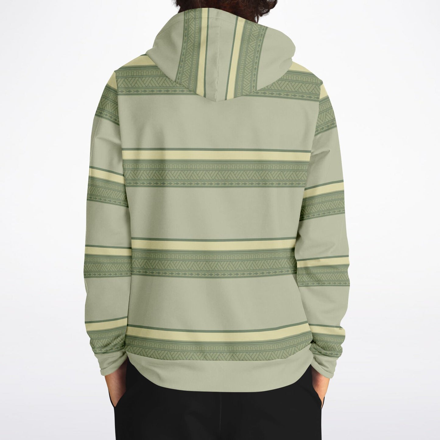 Guam Tribal Striped Green Unisex AOP Pullover Hoodie