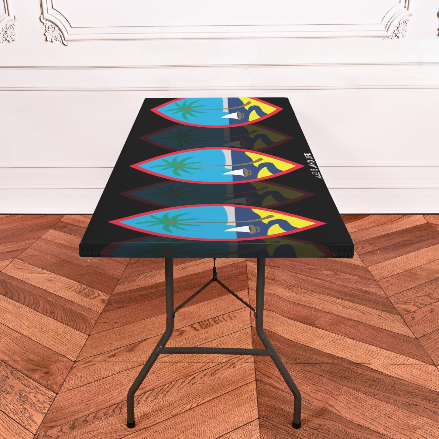 Guam Seals Black Fitted Tablecloth