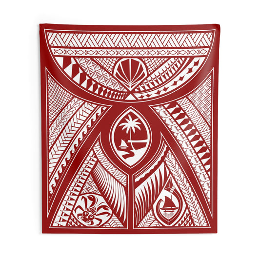 Guahan Modern Tribal Red Indoor Wall Tapestry