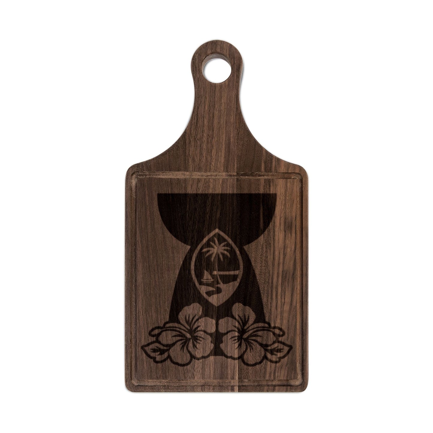 Guam Latte Stone Flowers Engraved Wooden Cutting Board
