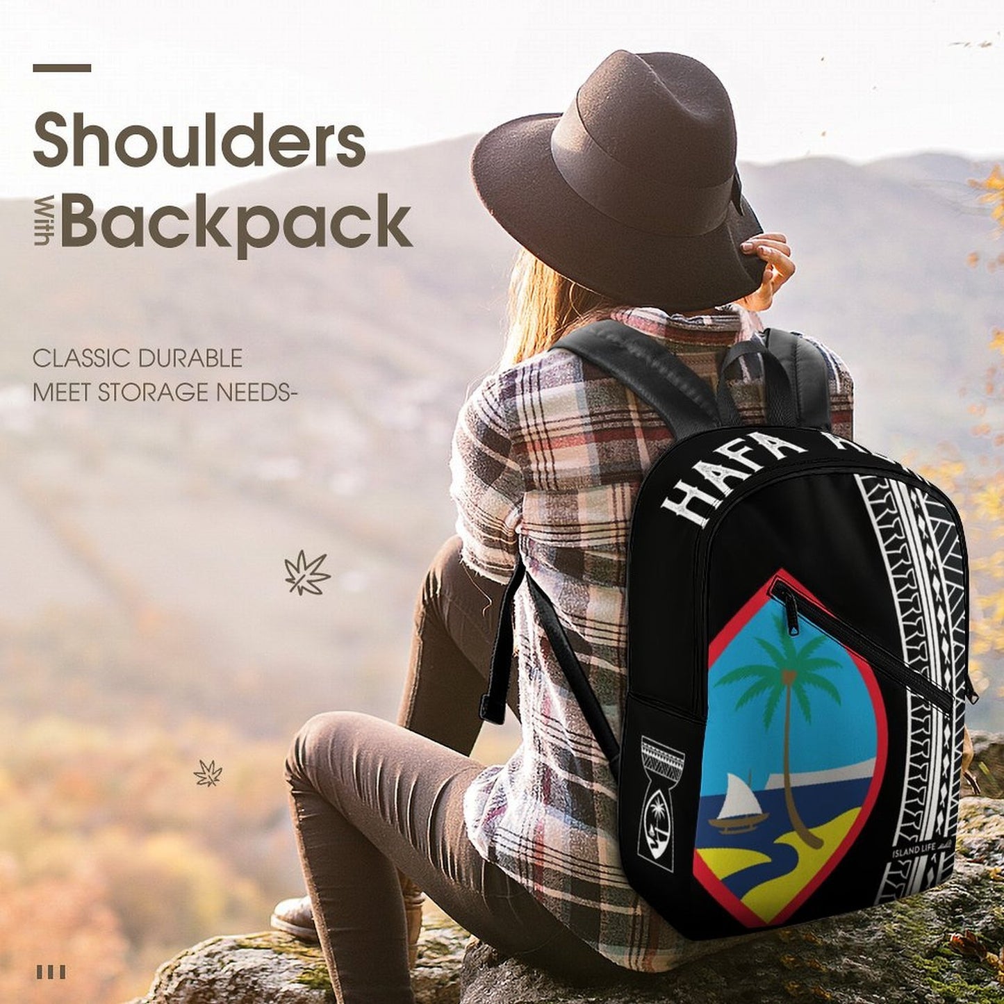 Hafa Adai Guam Tribal Dual-Compartment Backpack