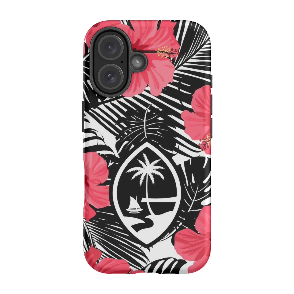 Guam Pink Black Hibiscus Premium Glossy Tough Phone Case