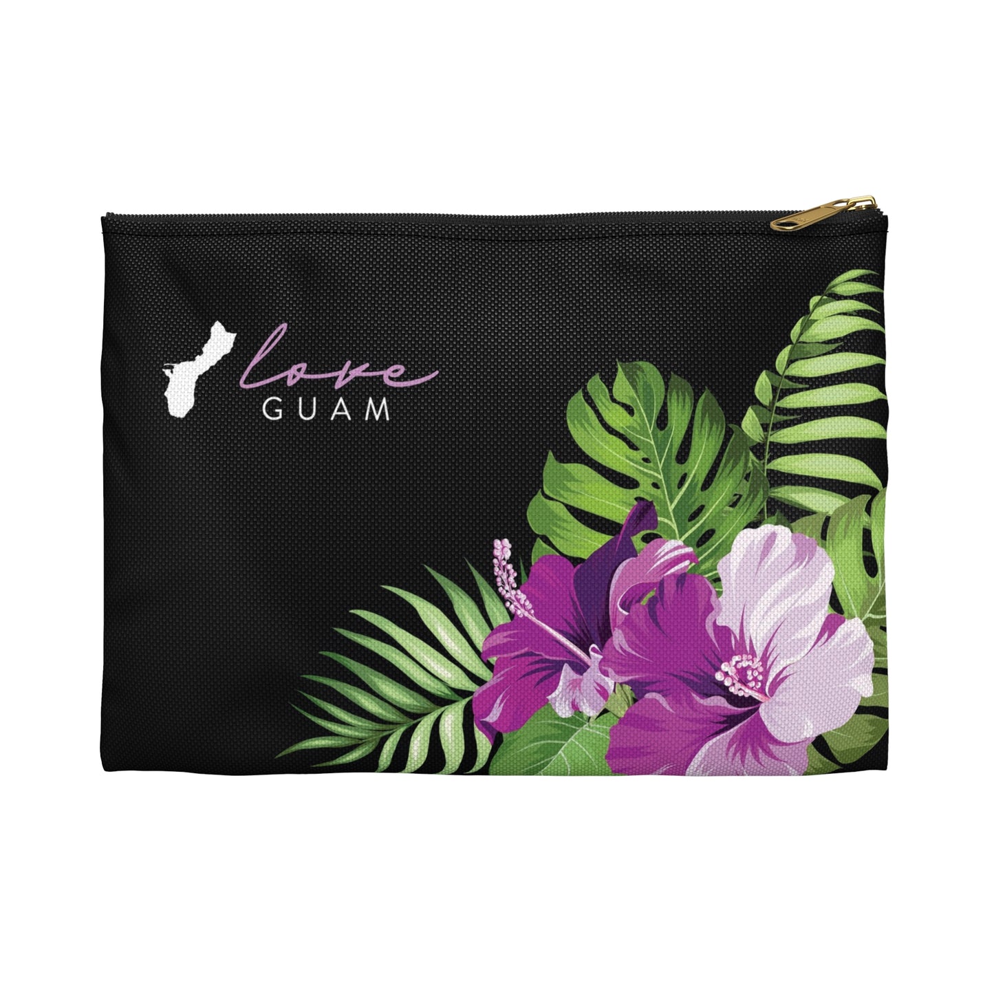 Love Guam Purple Hibiscus Accessories Carry All Pouch