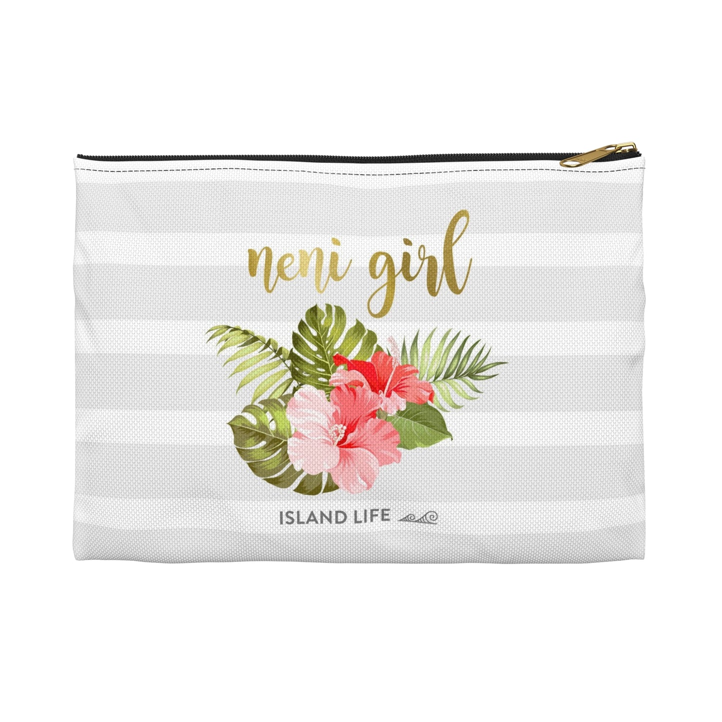 Neni Girl Hibiscus Striped Guam CNMI Accessories Carry All Pouch