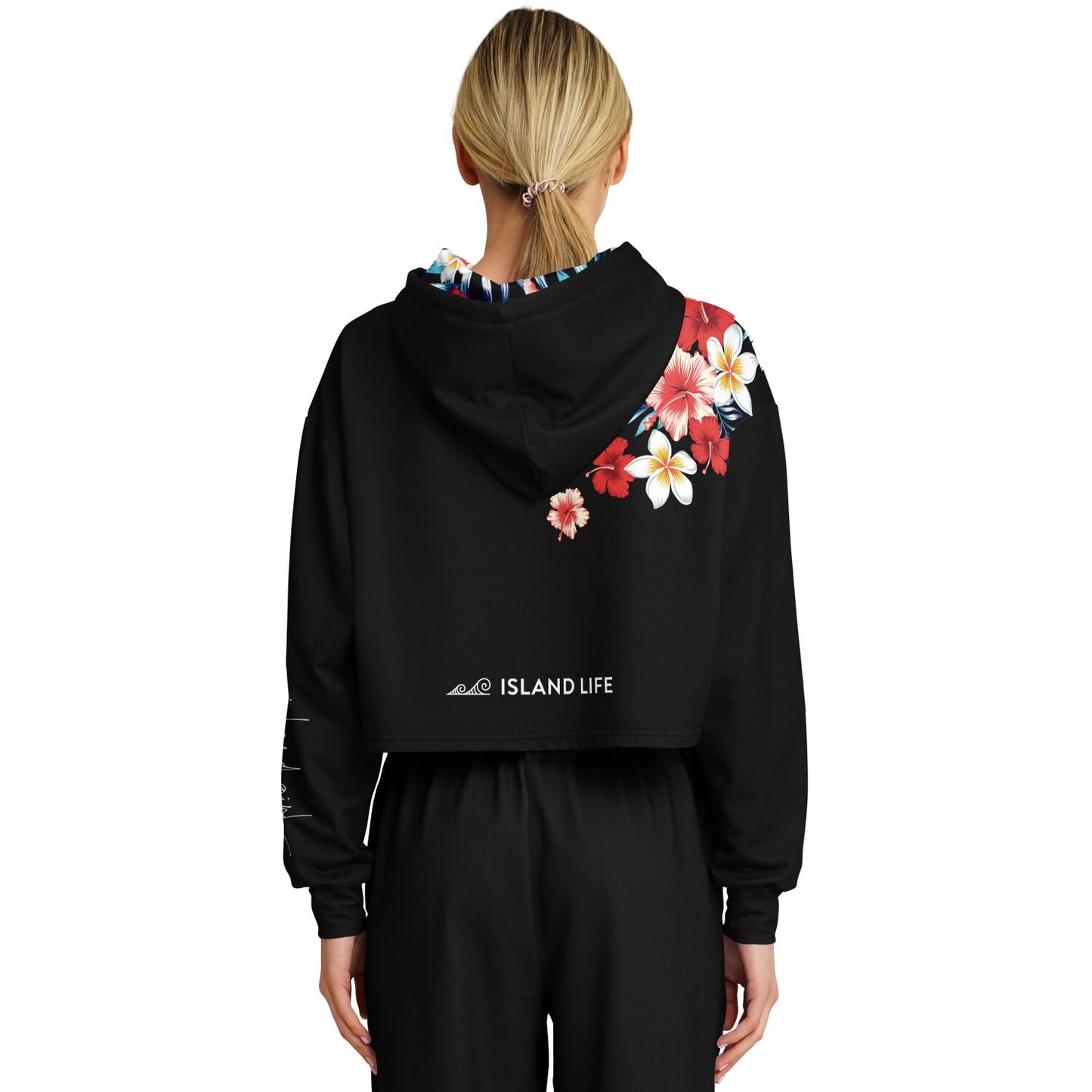 Guam Tropical Floral Cropped Hoodie