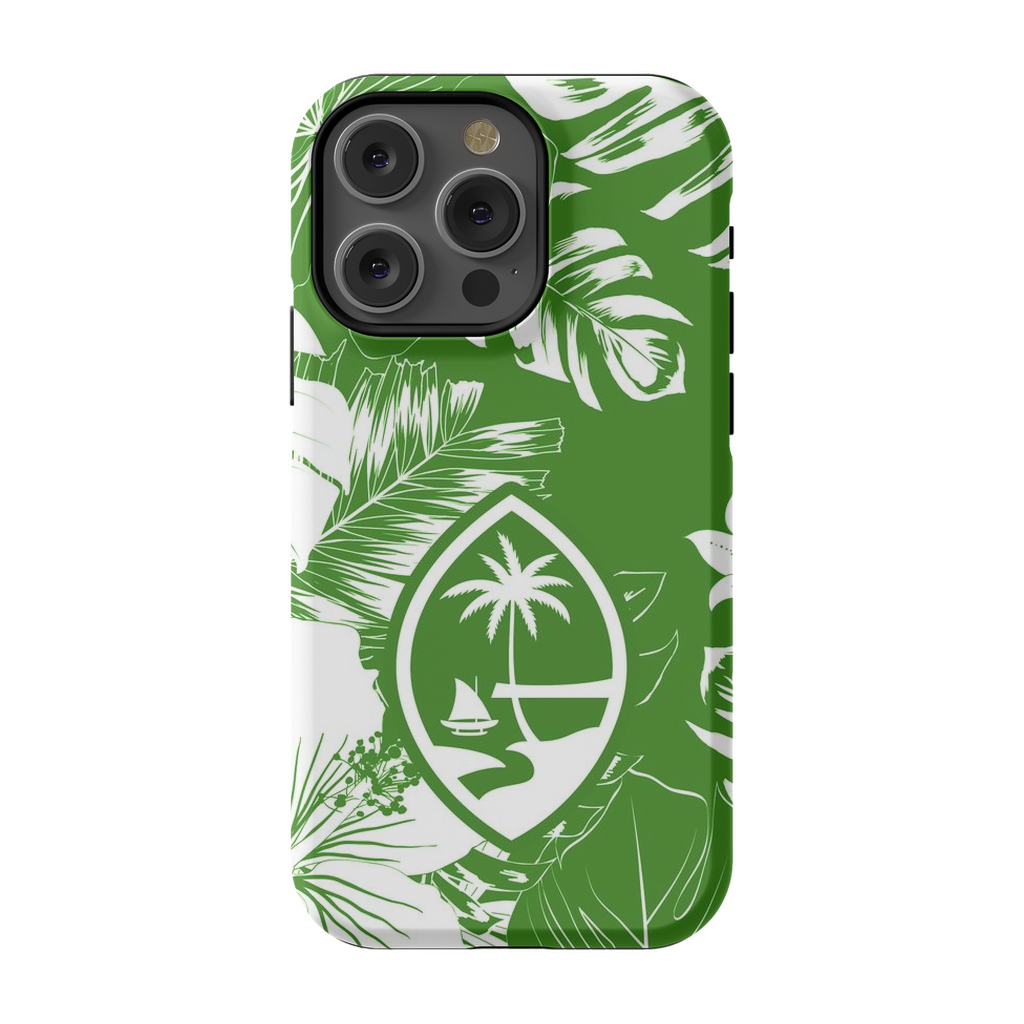 Guam Hibiscus Floral Green Premium Glossy Tough Phone Case