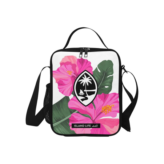 Guam Hibiscus Paradise Pink Crossbody Kids Lunch Bag