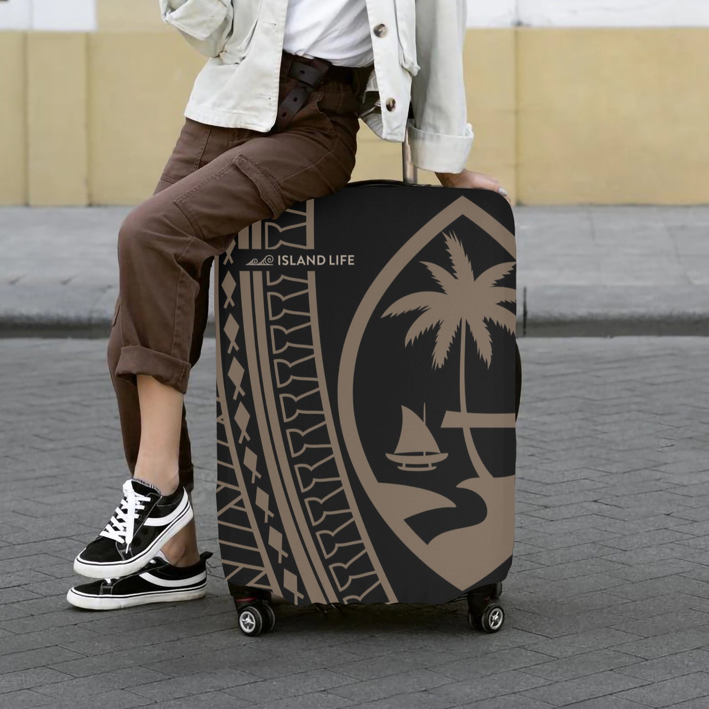 Guam Seal Brown Tribal Luggage Cover