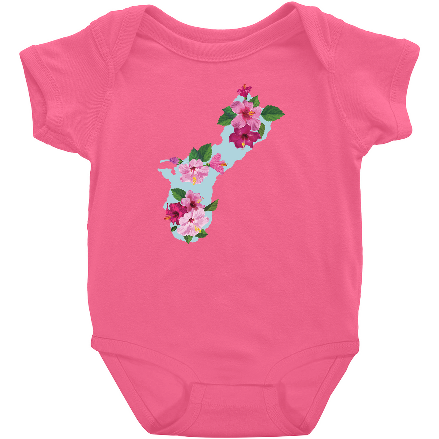 Guam Island Hibiscus Fuchsia Baby One Piece Bodysuit