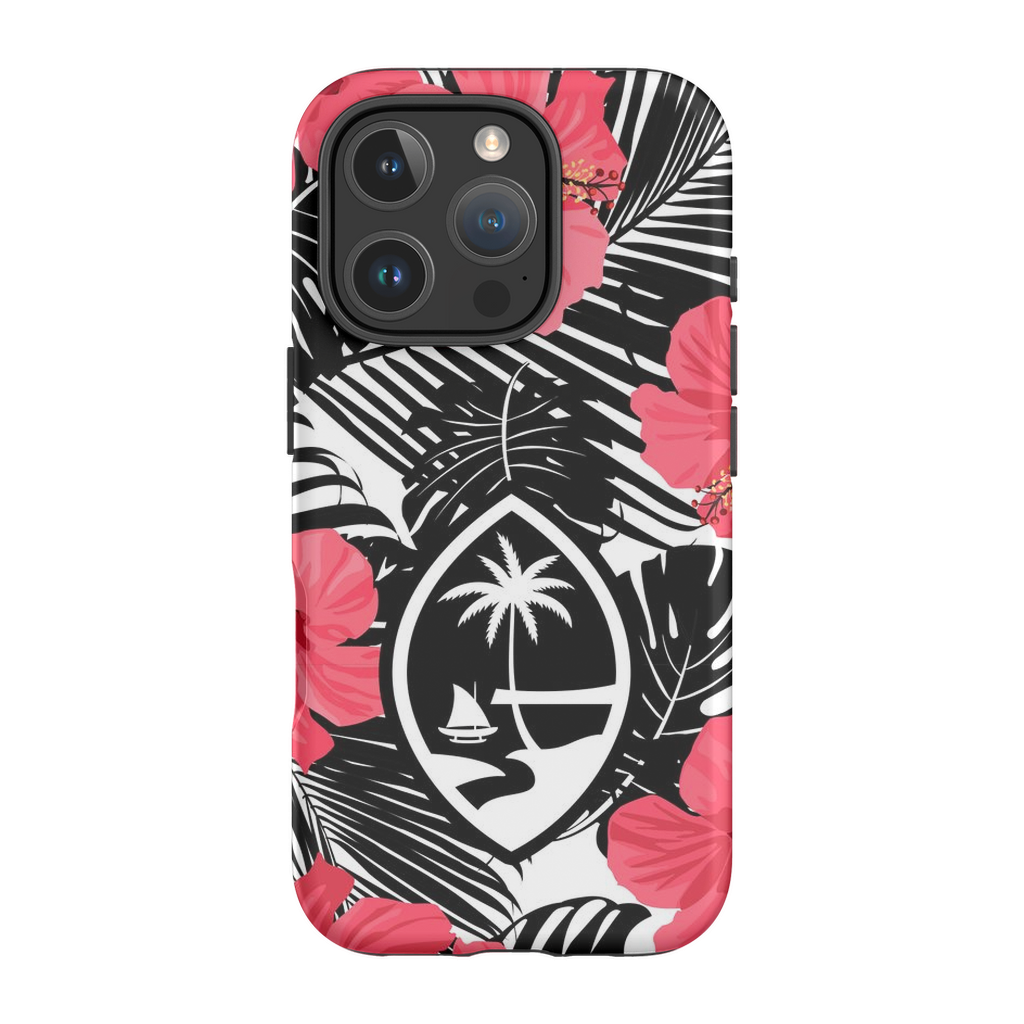 Guam Pink Black Hibiscus Premium Glossy Tough Phone Case