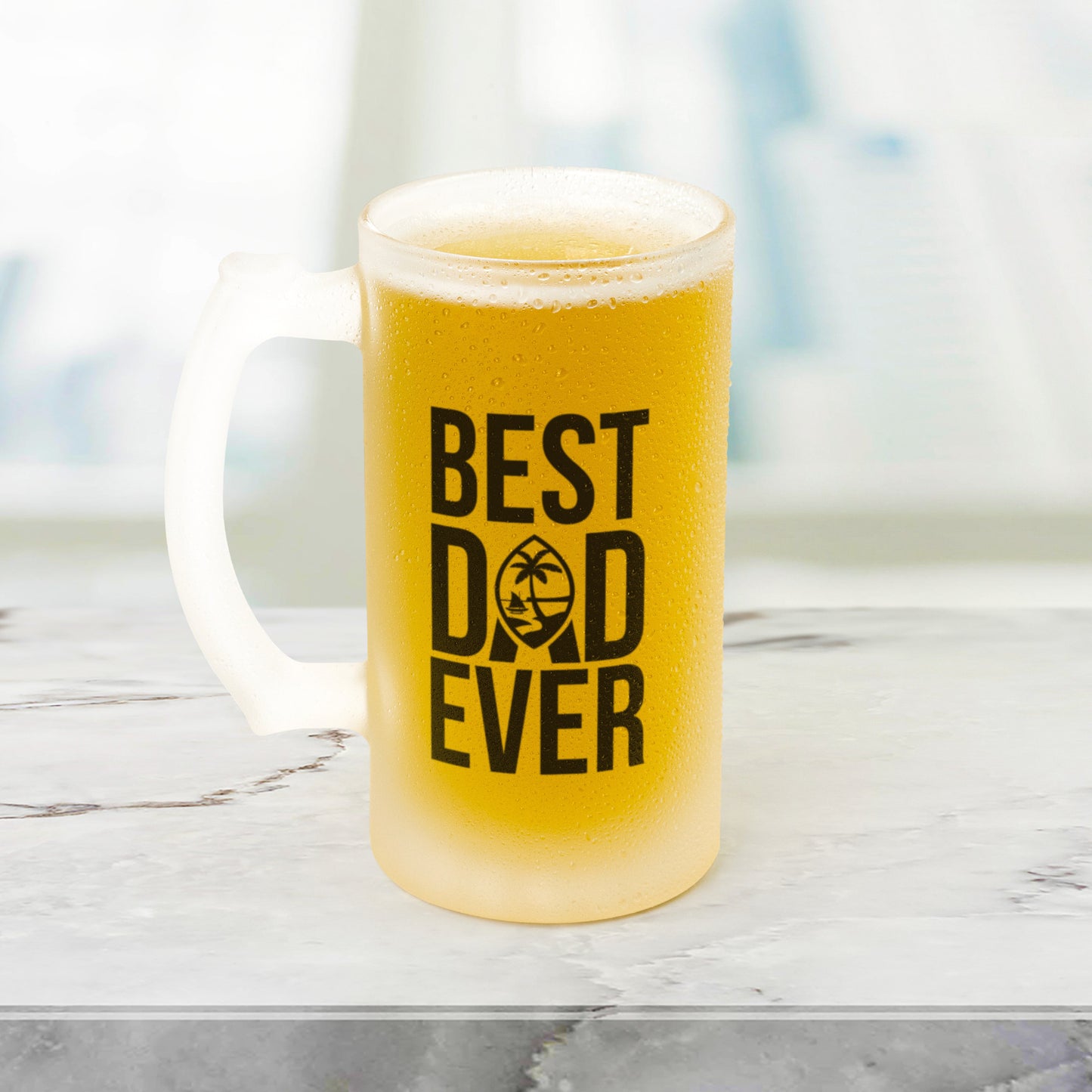 Best Dad Ever Guam Frosted Beer Stein Mug