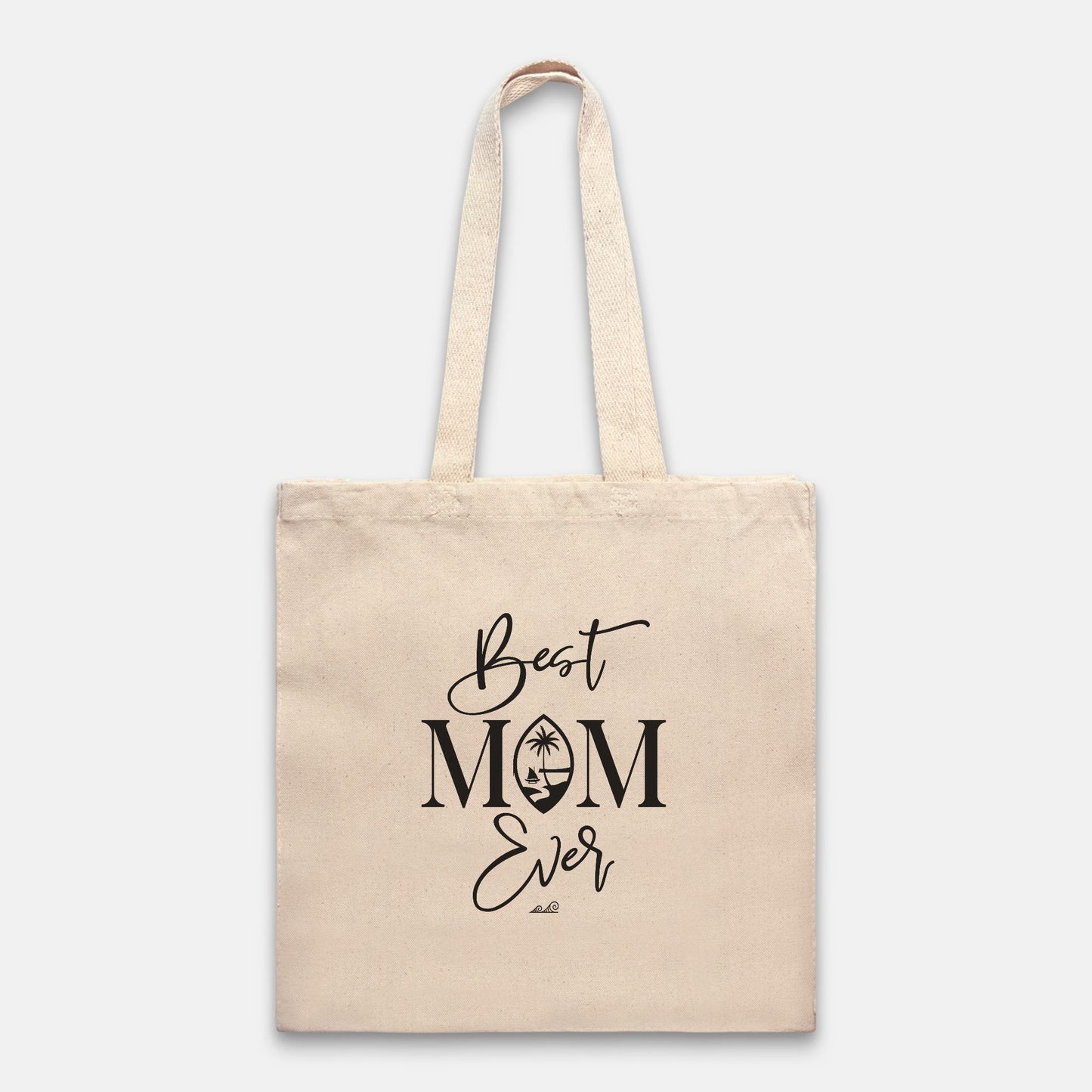 Best Mom Ever Script Guam Heavyweight Tote Bag