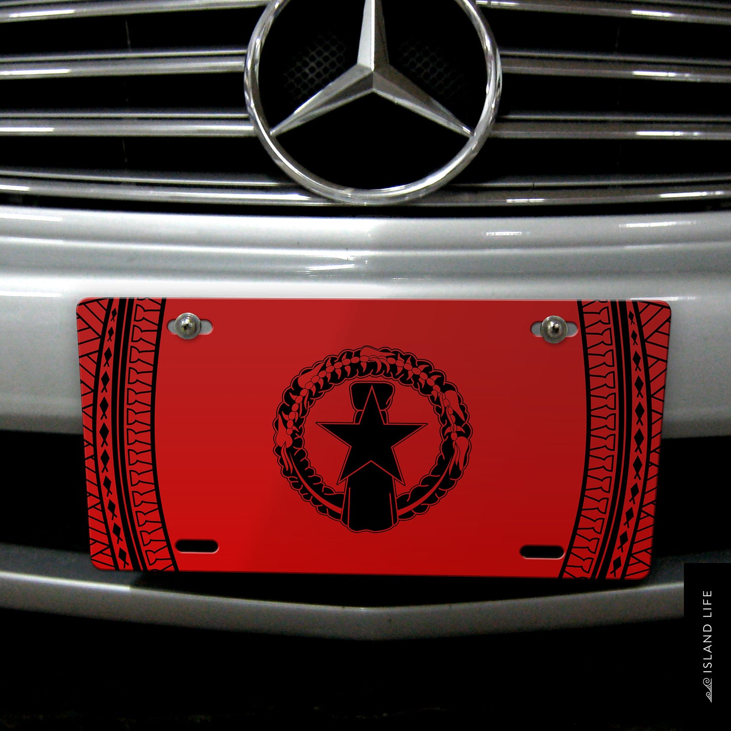 CNMI Tribal Saipan Tinian Rota Red Car License Plate