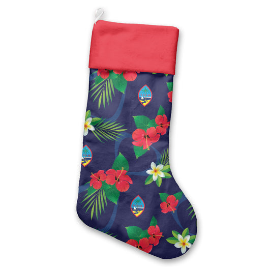 Guam Flag Flowers Holiday Christmas Stocking