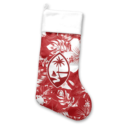 Guam Hibiscus Red Holiday Christmas Stocking