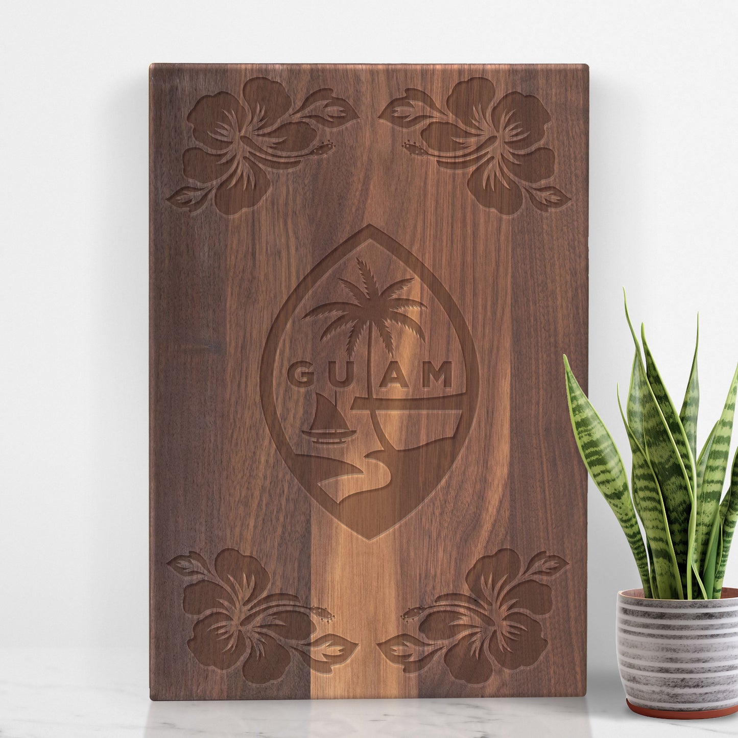 Guam Seal Hibiscus Traditional Wood XL Cutting Board