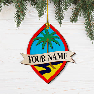 Personalized Guam Seal Layered Wood Ornament