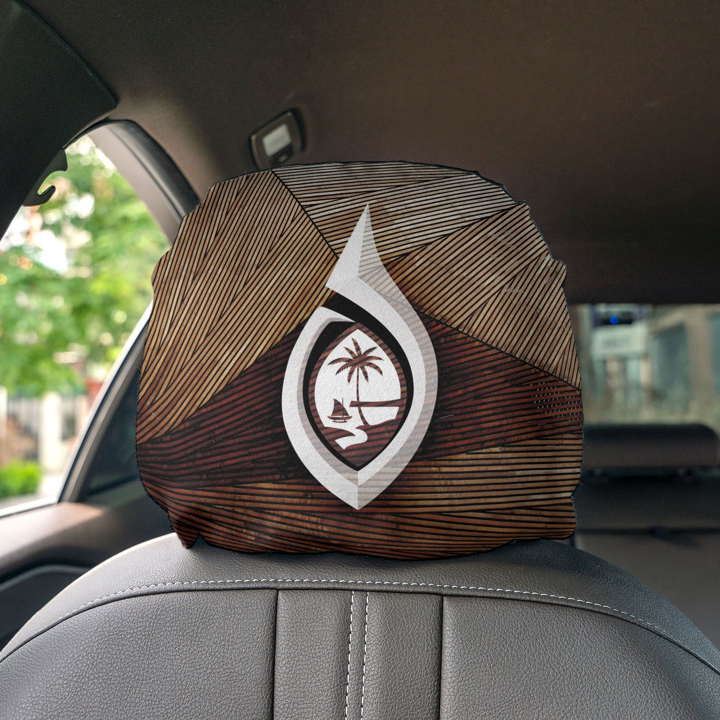 Guam Tribal Hook Car Headrest Cover (Set of 2)