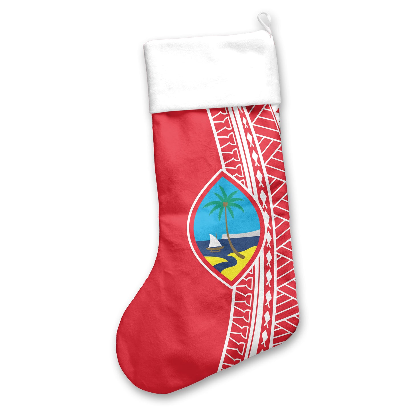Guam Seal Tribal Red Holiday Christmas Stocking