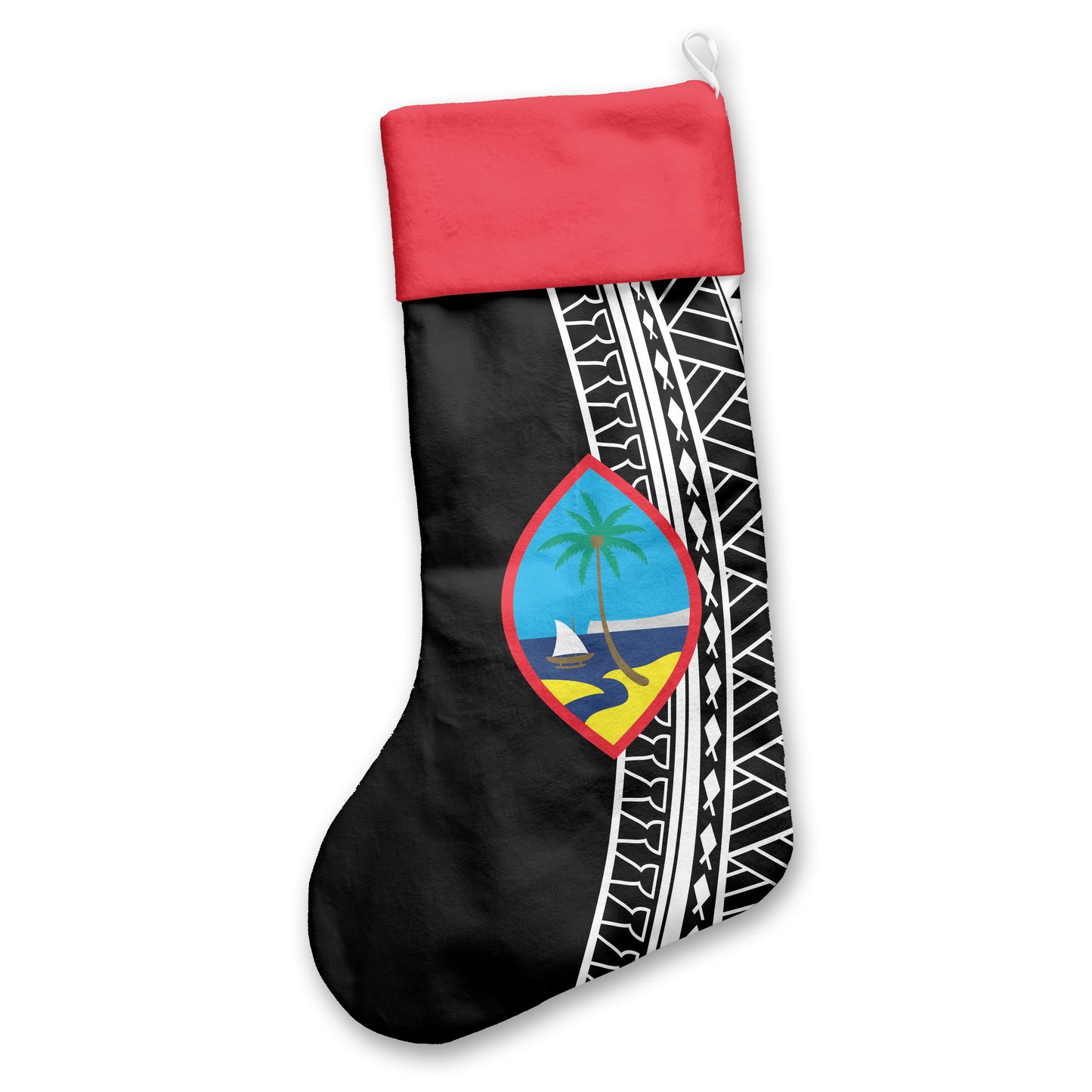 Guam Seal Tribal Black Holiday Christmas Stocking