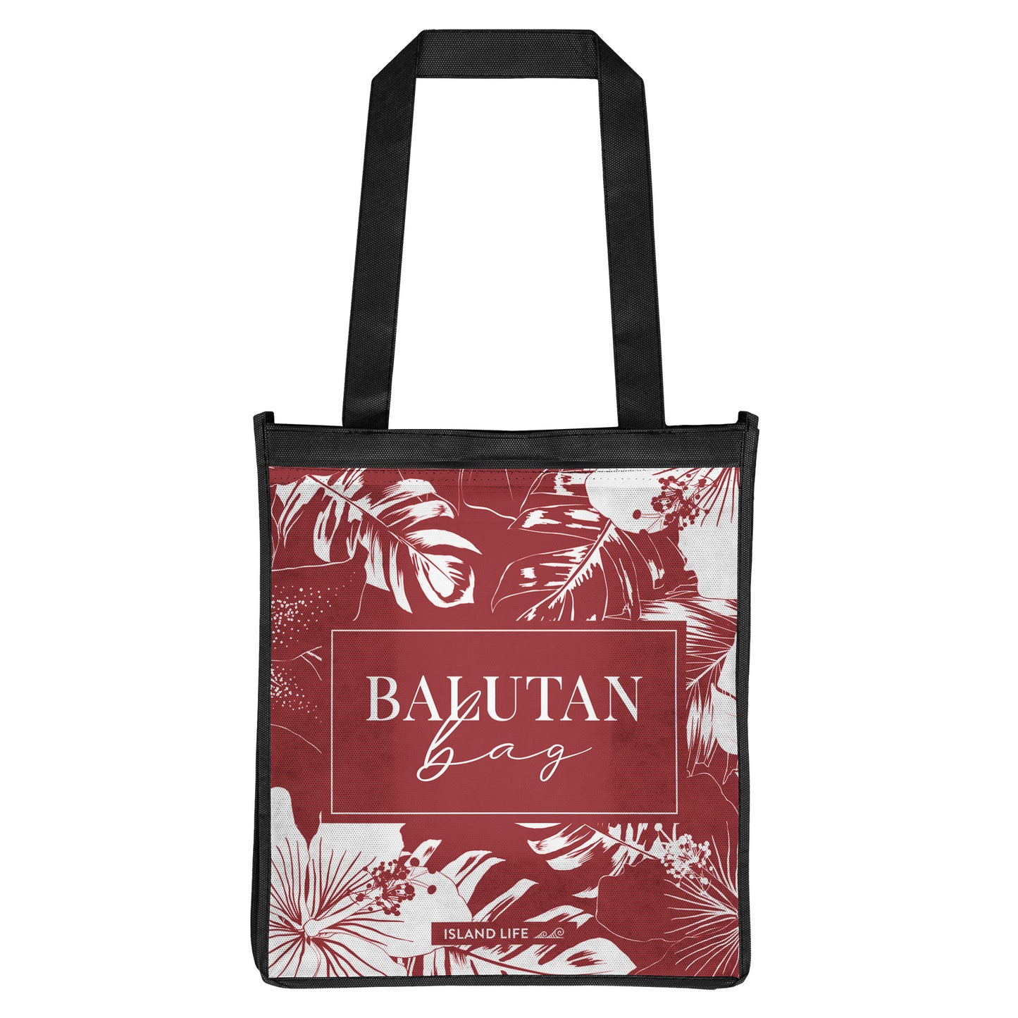 Balutan Bag Guam CNMI Red Floral Grocery Tote Bag