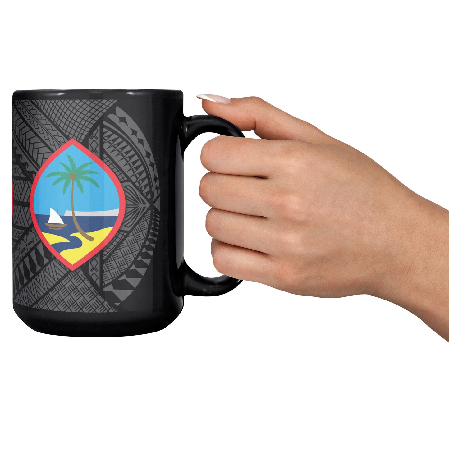 Guam Guahan Tribal 15oz Black Mug