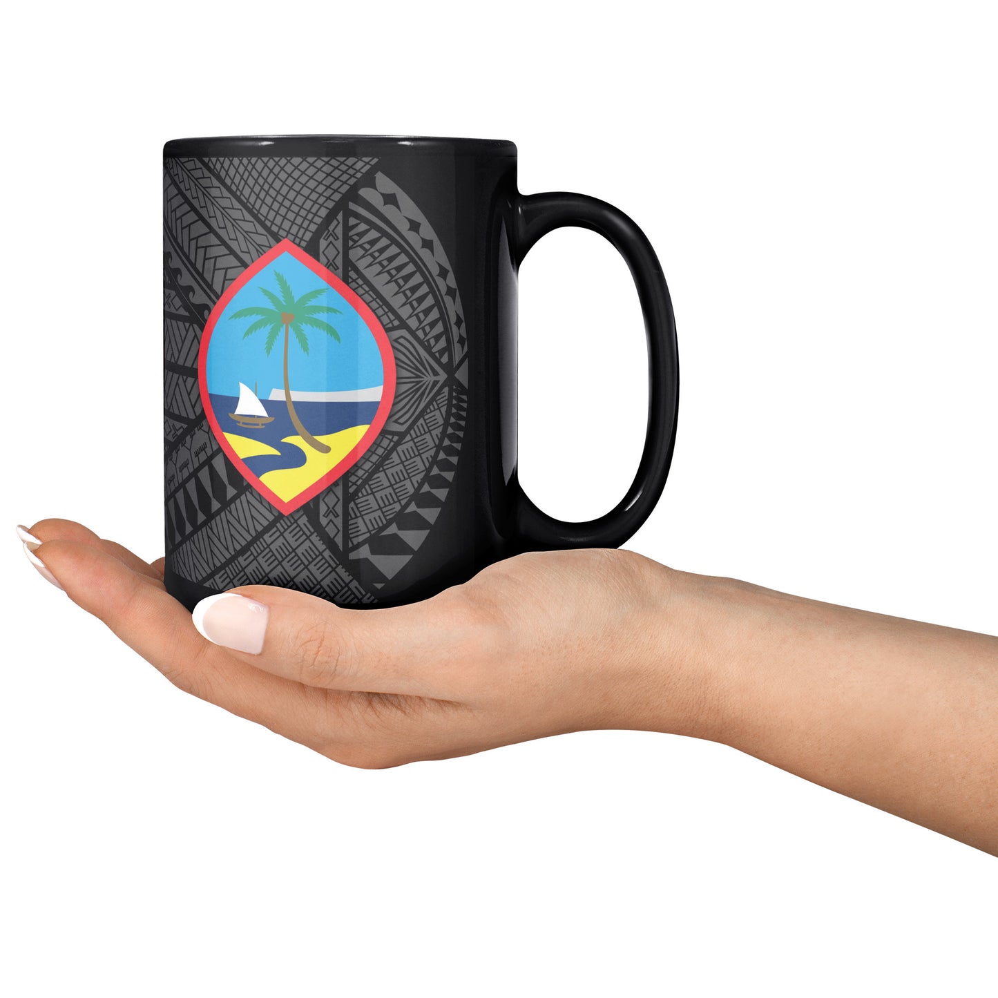 Guam Guahan Tribal 15oz Black Mug