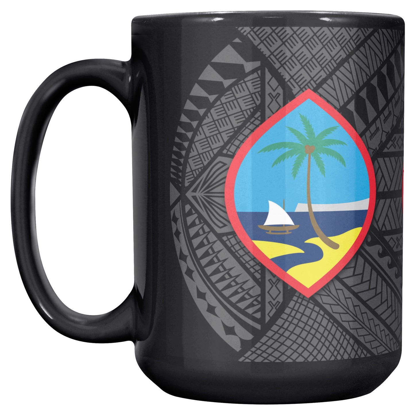 Guam Guahan Tribal 15oz Black Mug