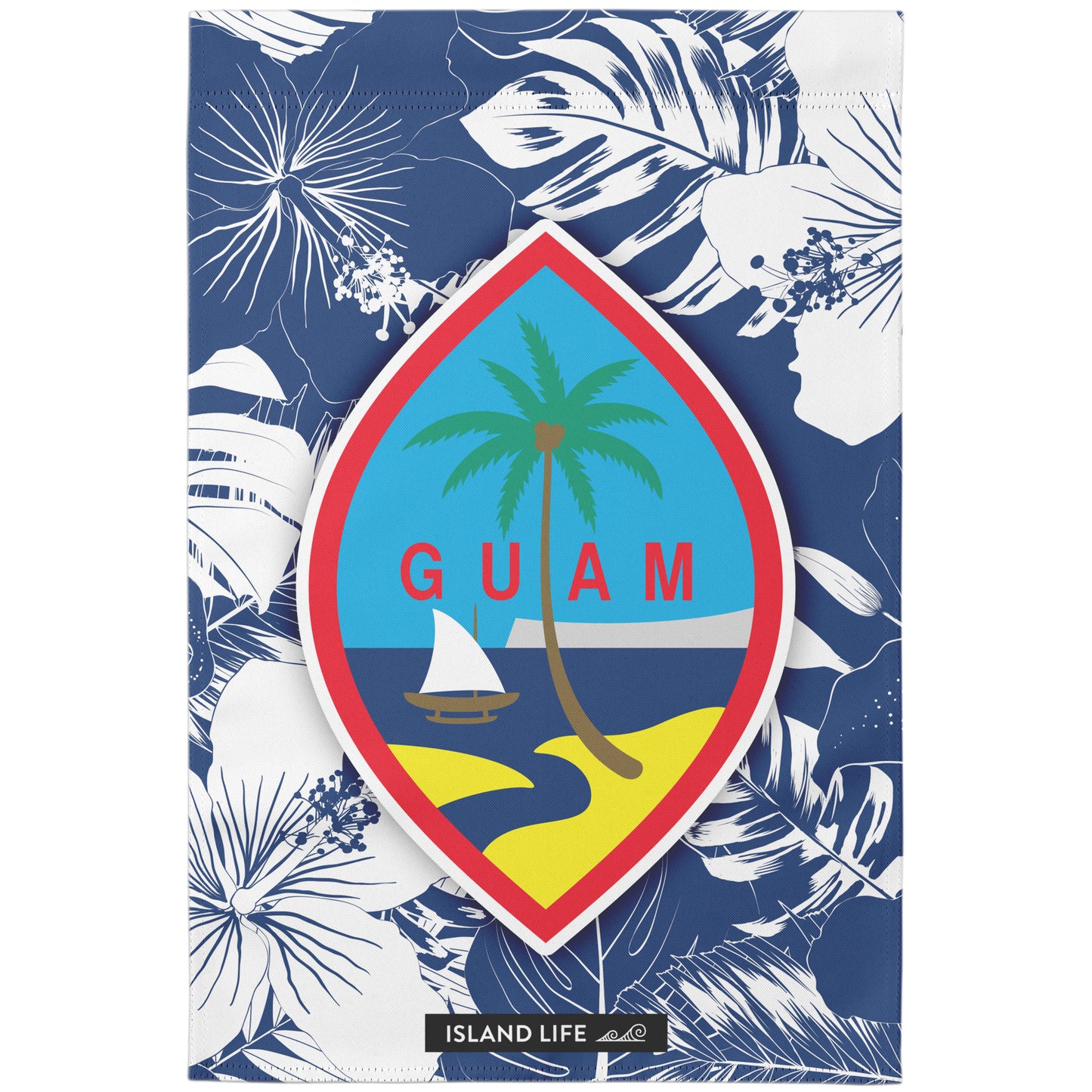 Guam Hibiscus Blue Double-Sided Garden Flag
