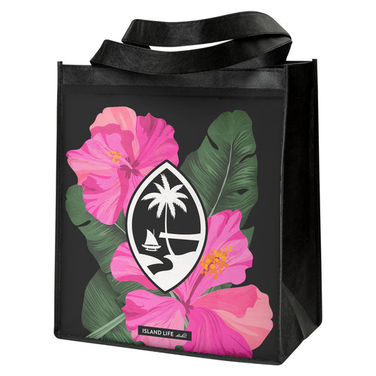 Guam Hibiscus Paradise Pink Grocery Tote Bag