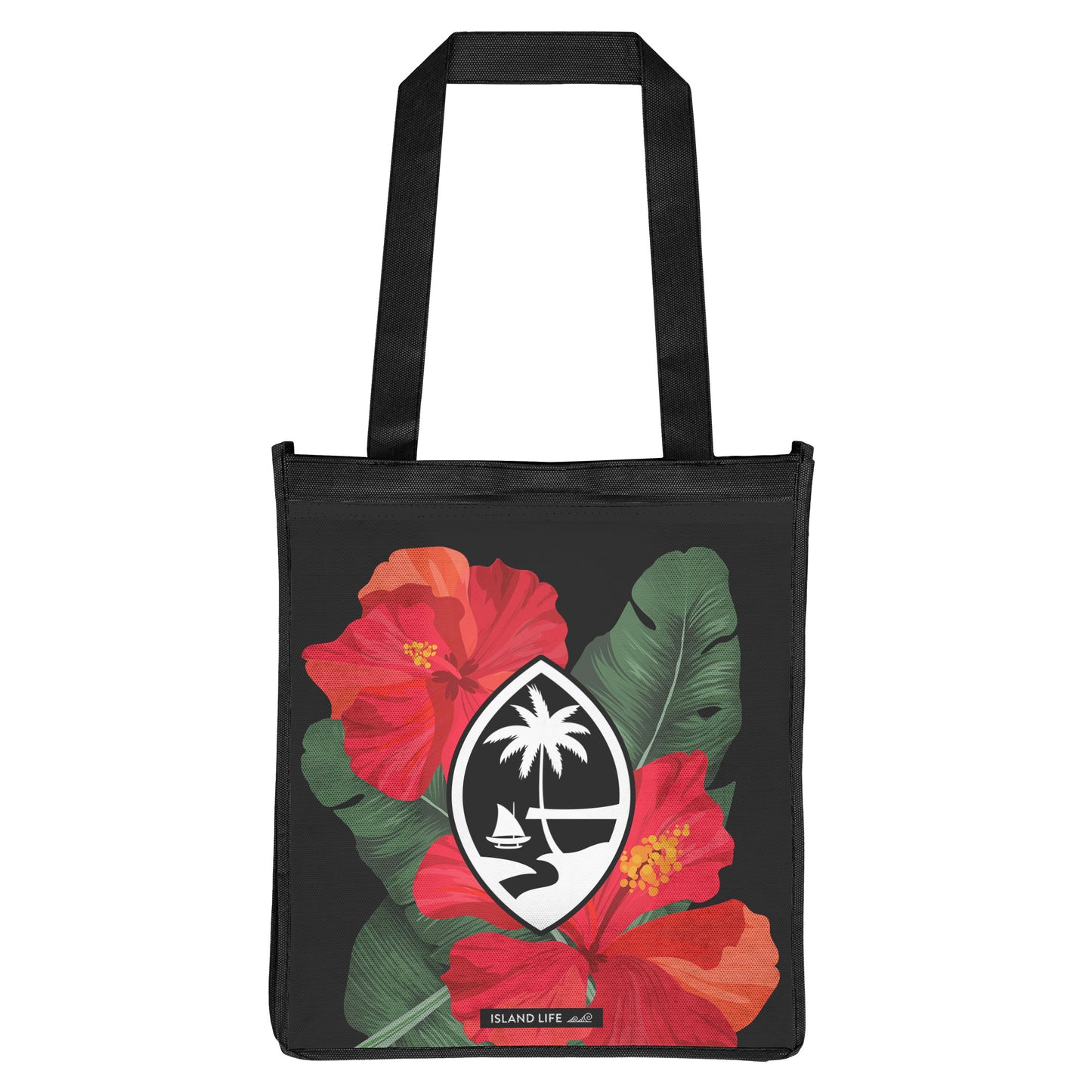 Guam Hibiscus Paradise Red Grocery Tote Bag