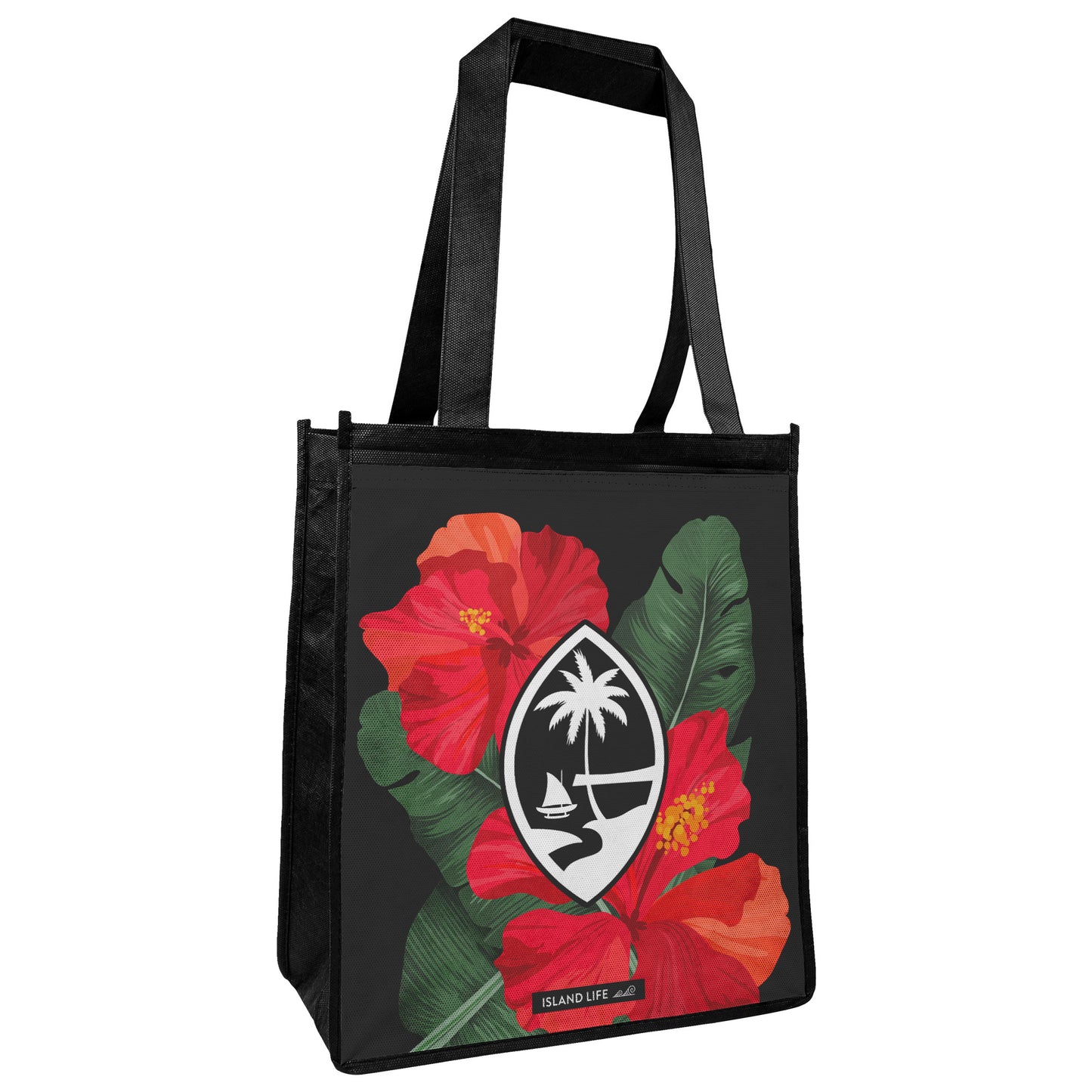 Guam Hibiscus Paradise Red Grocery Tote Bag