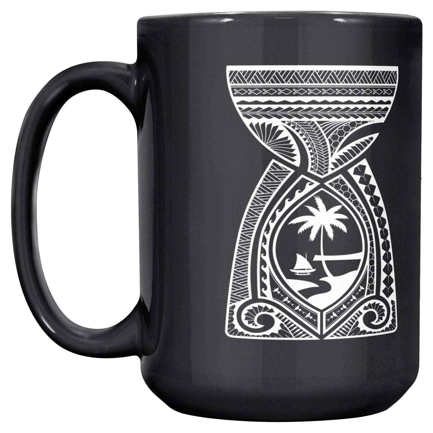 Guam Latte Stone Tribal 15oz Black Mug