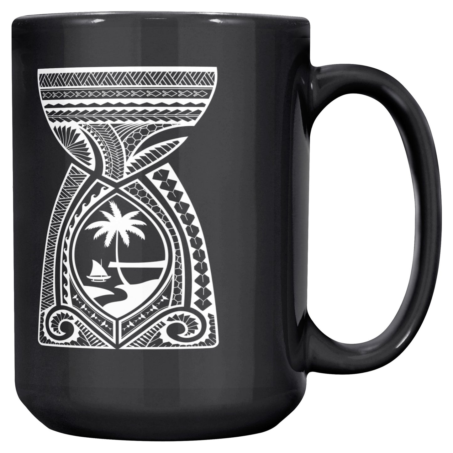 Guam Latte Stone Tribal 15oz Black Mug