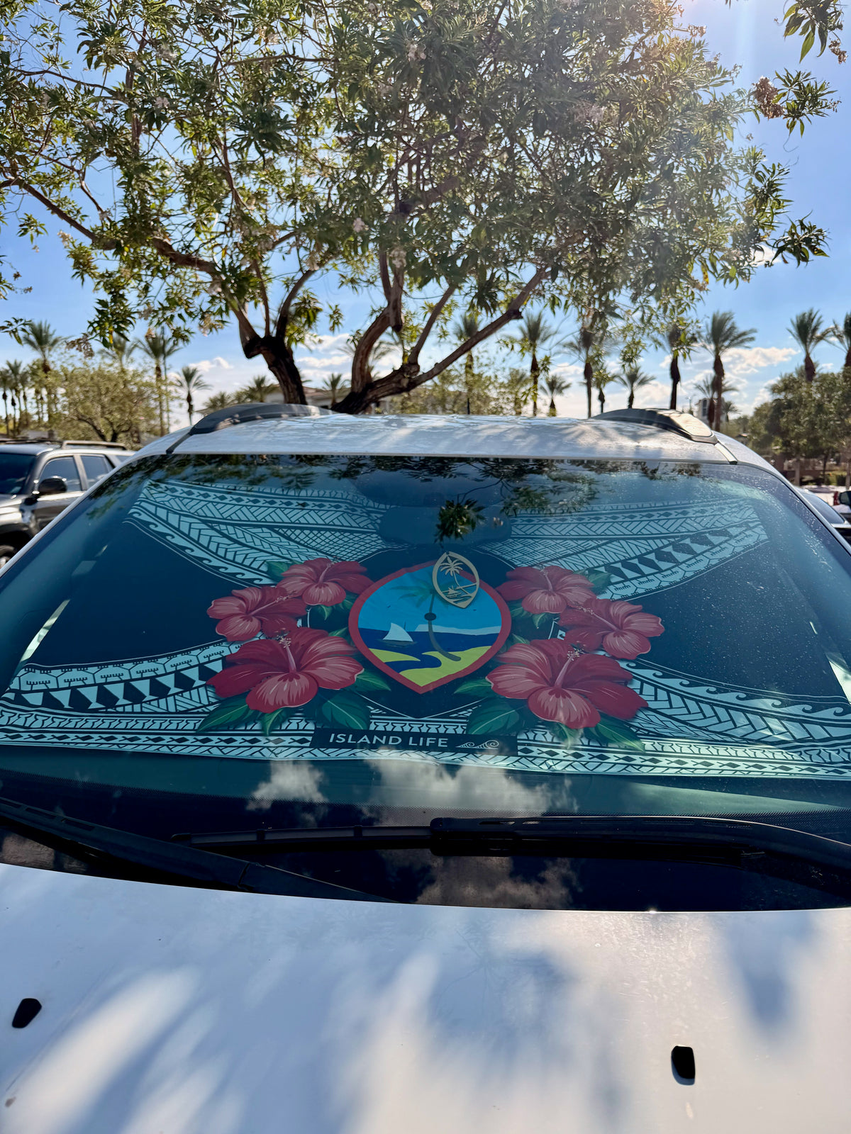Guahan Tribal Hibiscus Car Sun Shade Umbrella