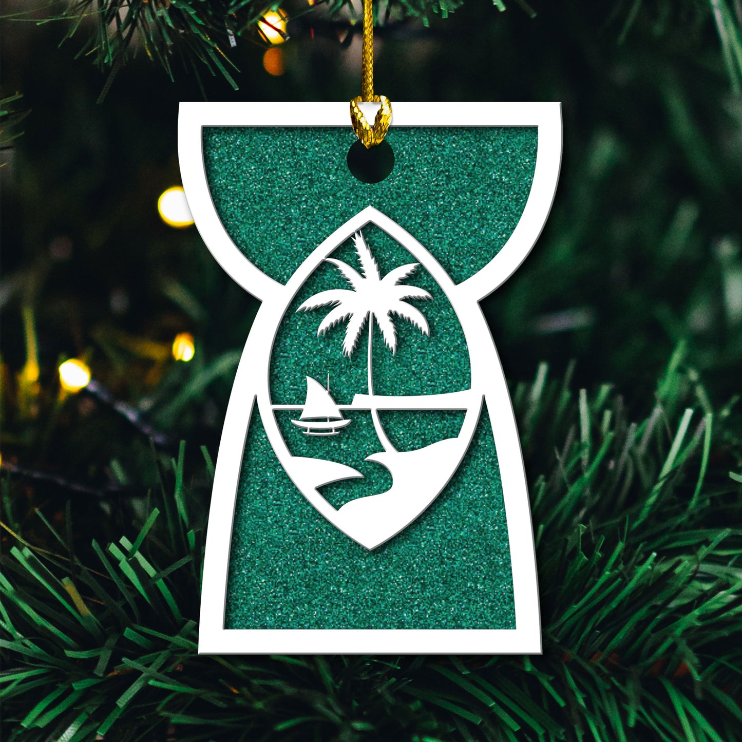 Latte Stone Guam Seal 2-Layer Glitter Wood Ornament