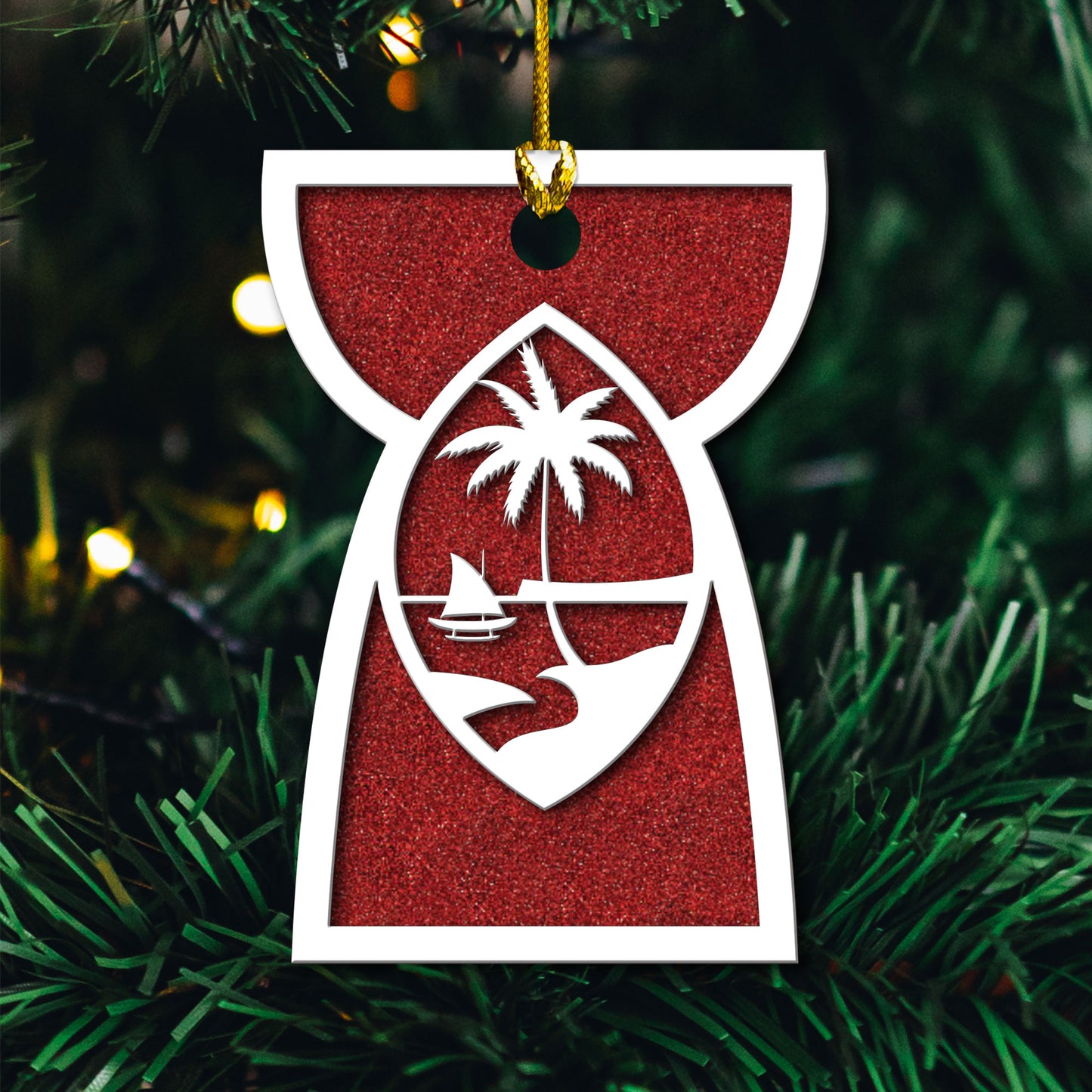 Latte Stone Guam Seal 2-Layer Glitter Wood Ornament