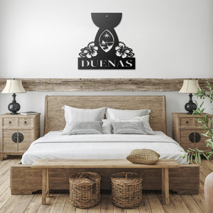 Personalized Guam Latte Stone Flowers Metal Wall Decor Sign