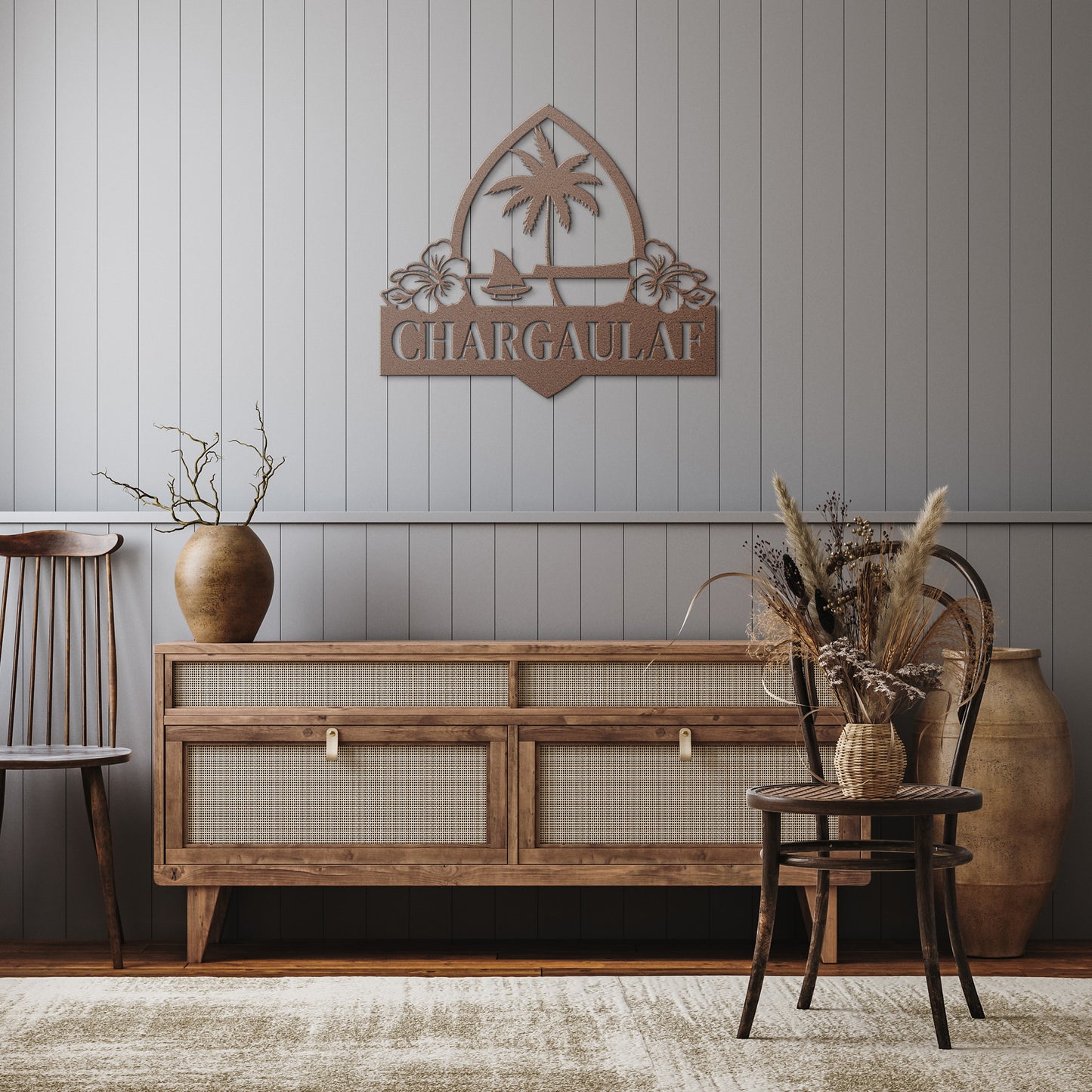 Personalized Guam Seal Hibiscus Metal Wall Decor Sign