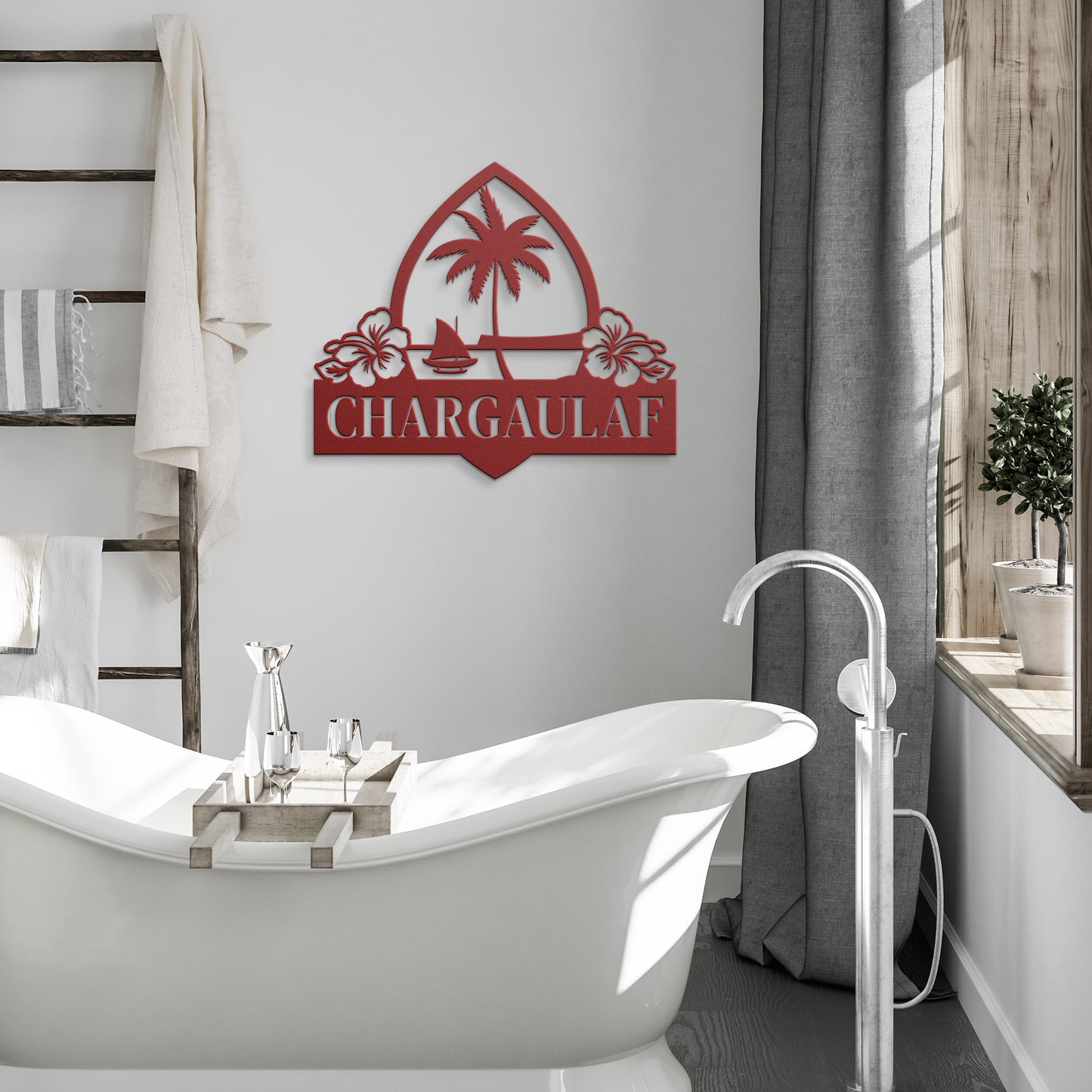Personalized Guam Seal Hibiscus Metal Wall Decor Sign
