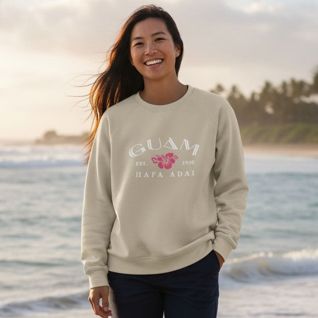Guam Hibiscus Hafa Adai Embroidered Sweatshirt