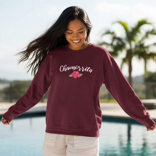 Chamorrita Hibiscus Guam CNMI Embroidered Crewneck Sweatshirt