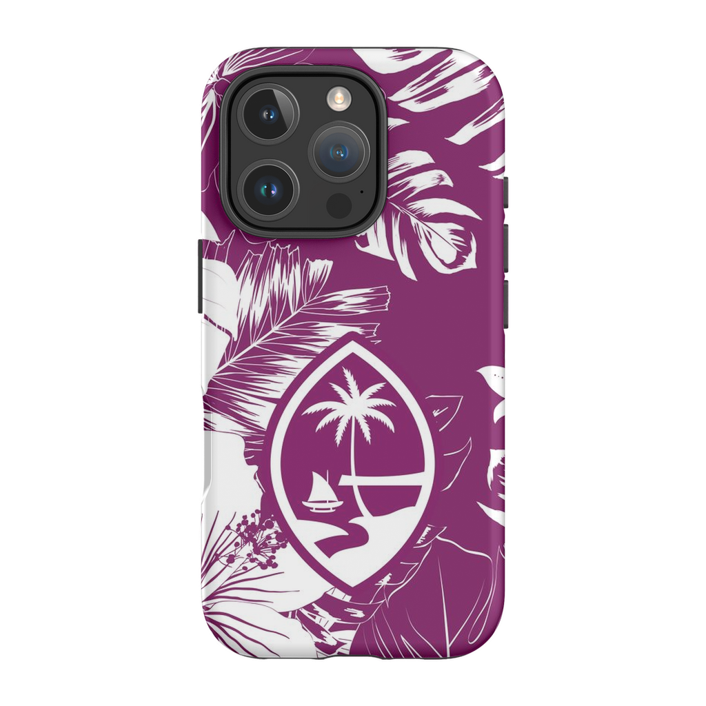 Guam Hibiscus Floral Purple Premium Glossy Tough Phone Case