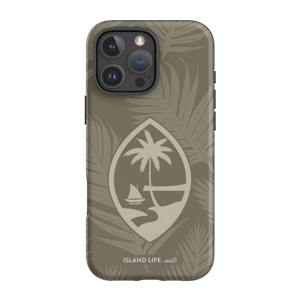 Guam Modern Leaves Khaki Premium Glossy Tough Phone Case