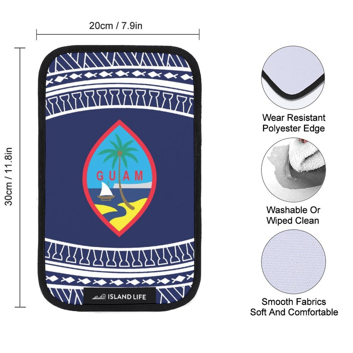 Guam Tribal Blue Car Armrest Cover