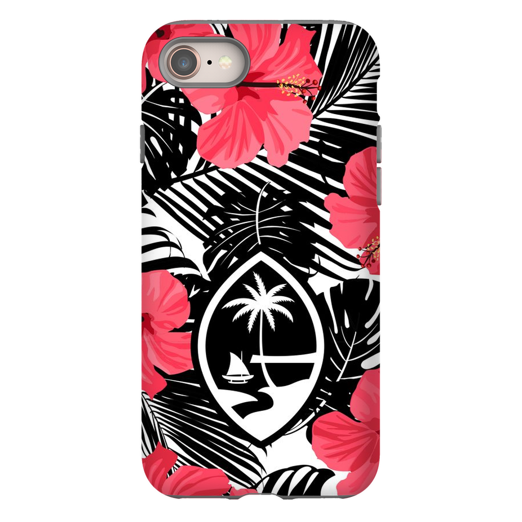 Guam Pink Black Hibiscus Premium Glossy Tough Phone Case