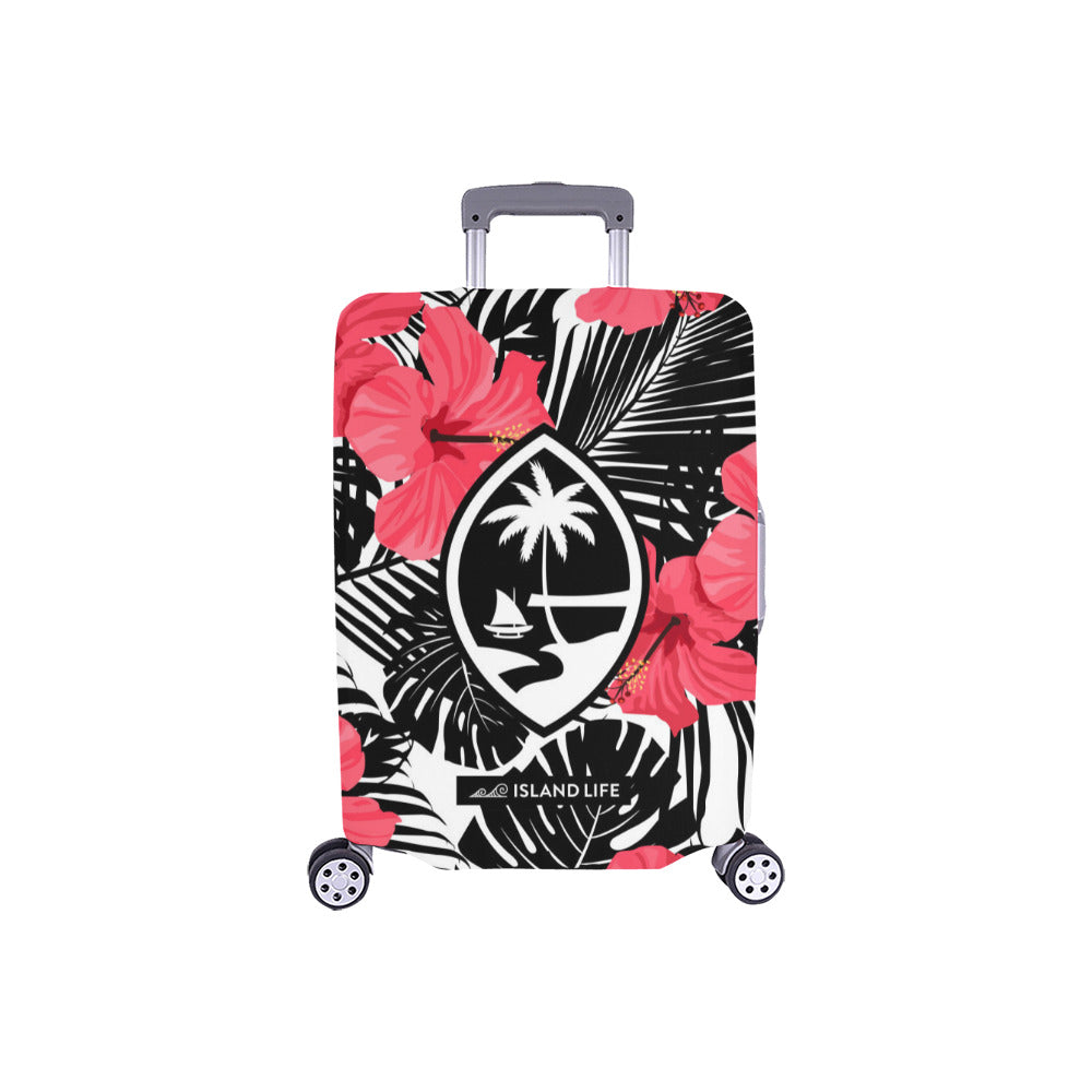 Guam Pink Black Hibiscus Leaves Luggage Cover