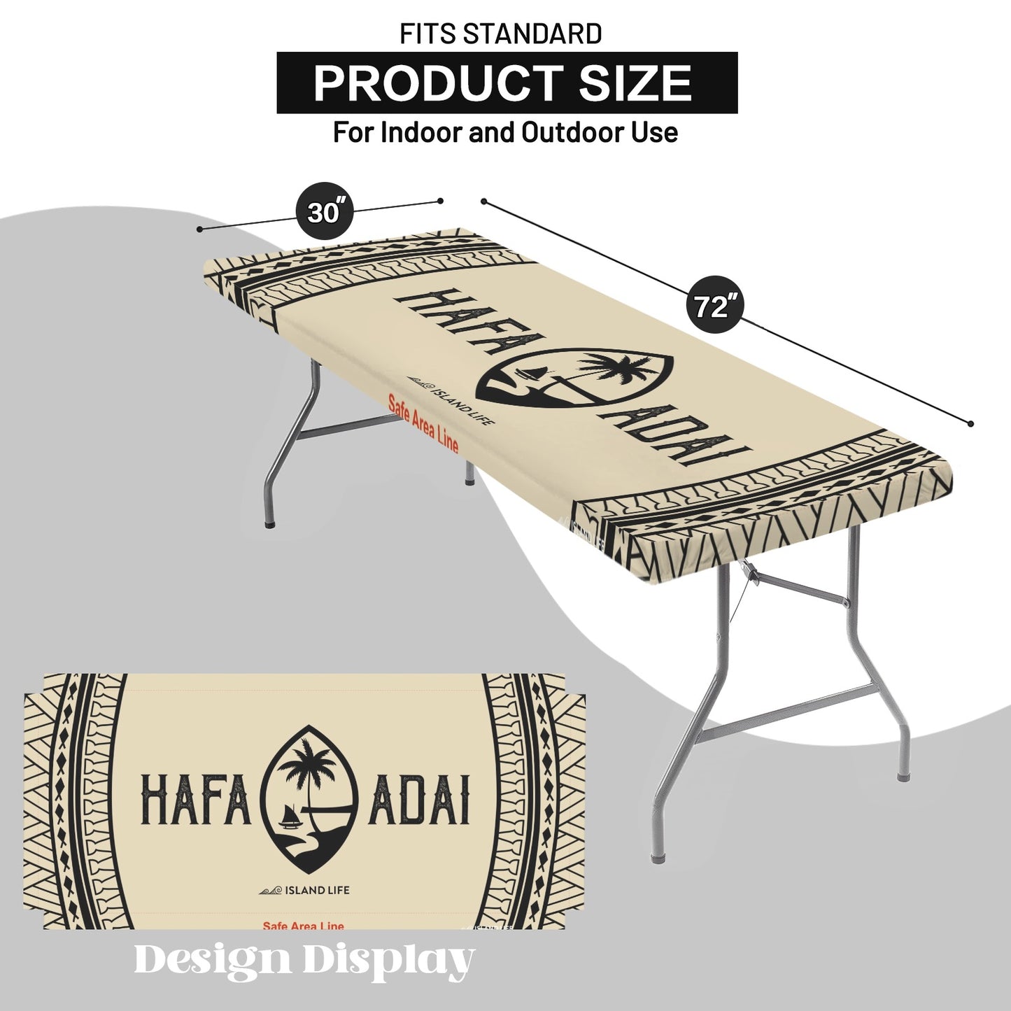 Guam Hafa Adai Tribal Tan Fitted Tablecloth