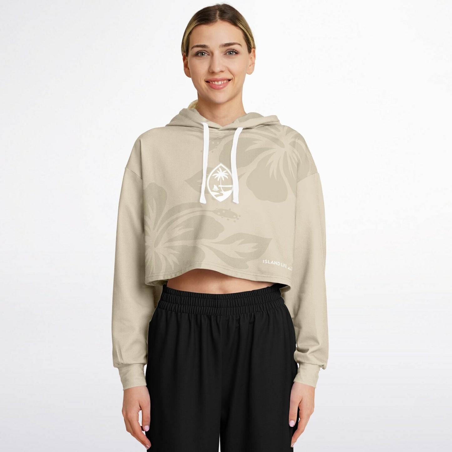 Hibiscus Latiya Guam Cropped Hoodie