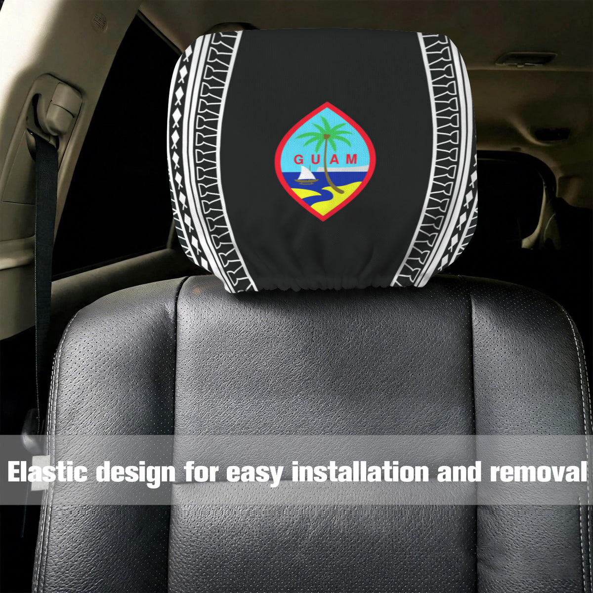 Guam Tribal Car Headrest Cover (2-Pack)